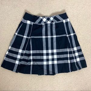 Burberry Black and White Plaid Skirt